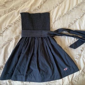 Hollister womens strapless mini tube top dress size small in navy blue